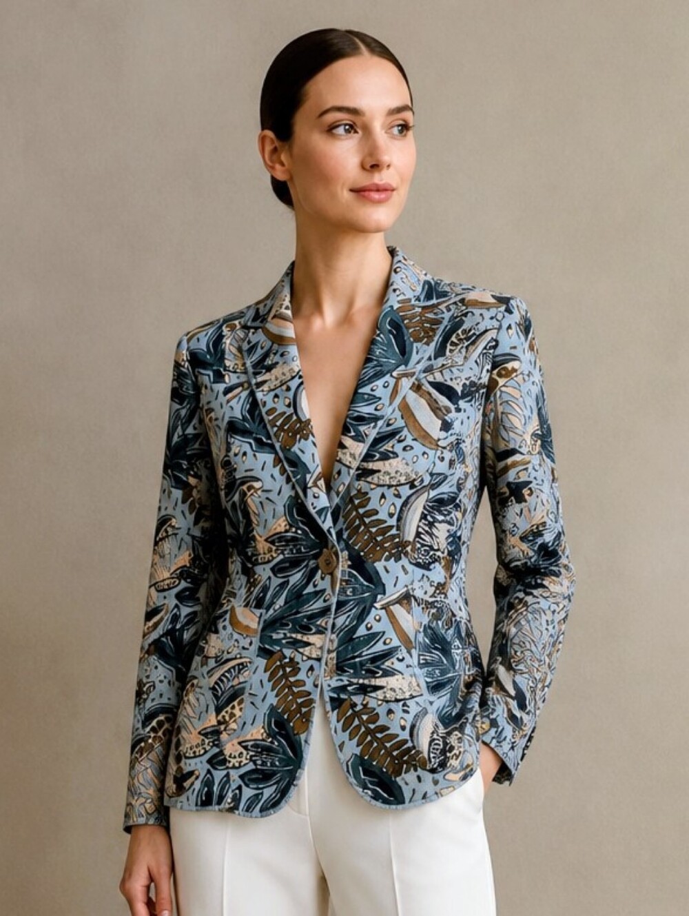 Patty Kim Kilimanjaro Jacket Quilted Jacket Blazer Abstract Floral Print $336